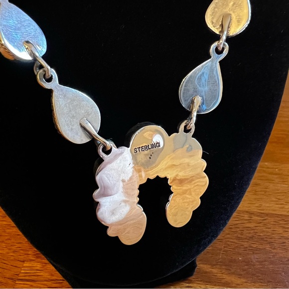 Southwestern Sterling Silver & Kingman Turquoise Naja Necklace - Picture 7 of 11